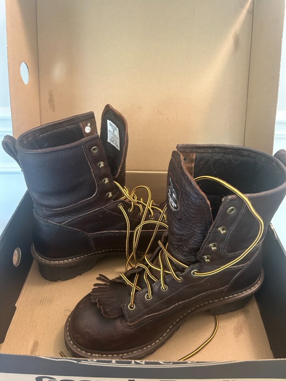 Georgia Boot Leather Logging Boots Mens brown G7113 - Picture 3 of 8